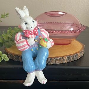 EUC Easter Bunny and Candy Dish Decor Set